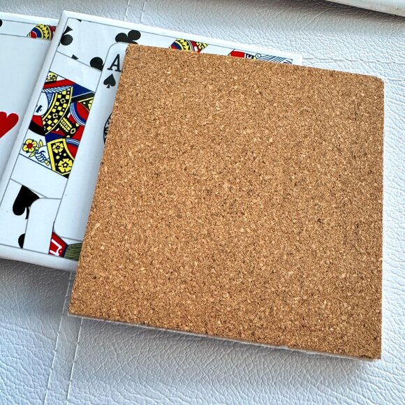 Set 8 Ceramic Tiles Coasters Playing Cards Ace of Spade Hearth Club Diamond READ - Picture 5 of 9